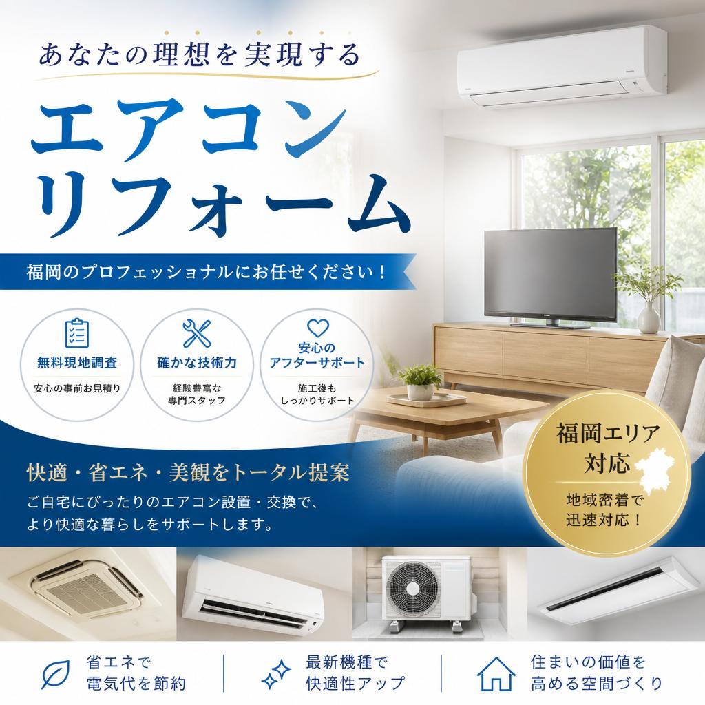 あなたの理想を実現するエアコンリフォーム。福岡のプロフェッショナルにお任せください！